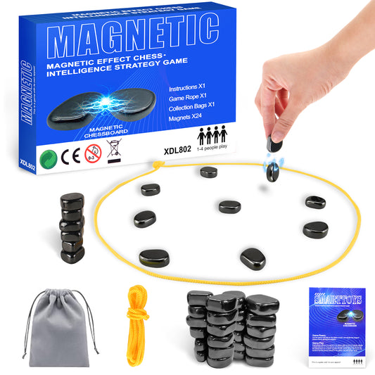 Magnetic Chess Game Upgrade 24 Stones, Magnetic Chess Game with Stones and String, Magnet Chess Game, Puzzle Strategy Family Game Party Game for Kids and Adults,Christmas